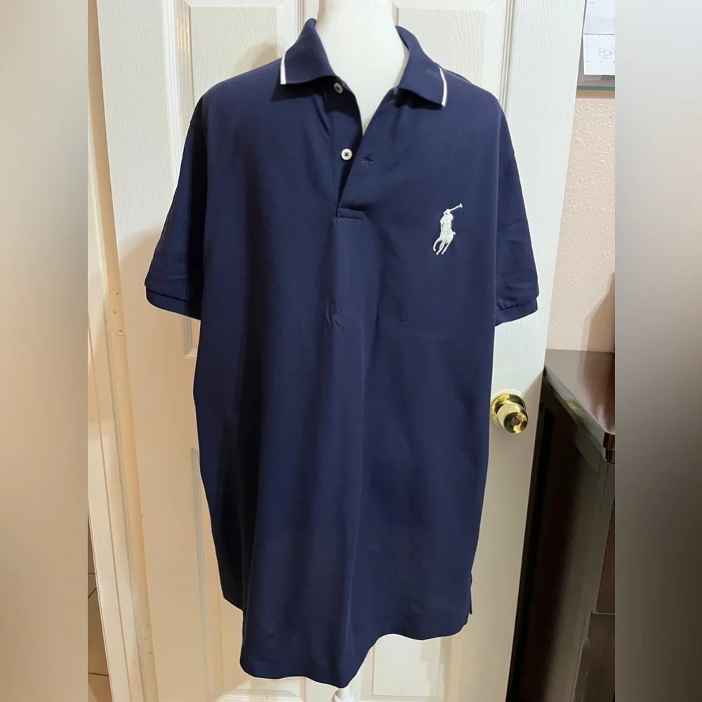 (H) Polo Golf Ralph Lauren Navy blue button down collared shirt
